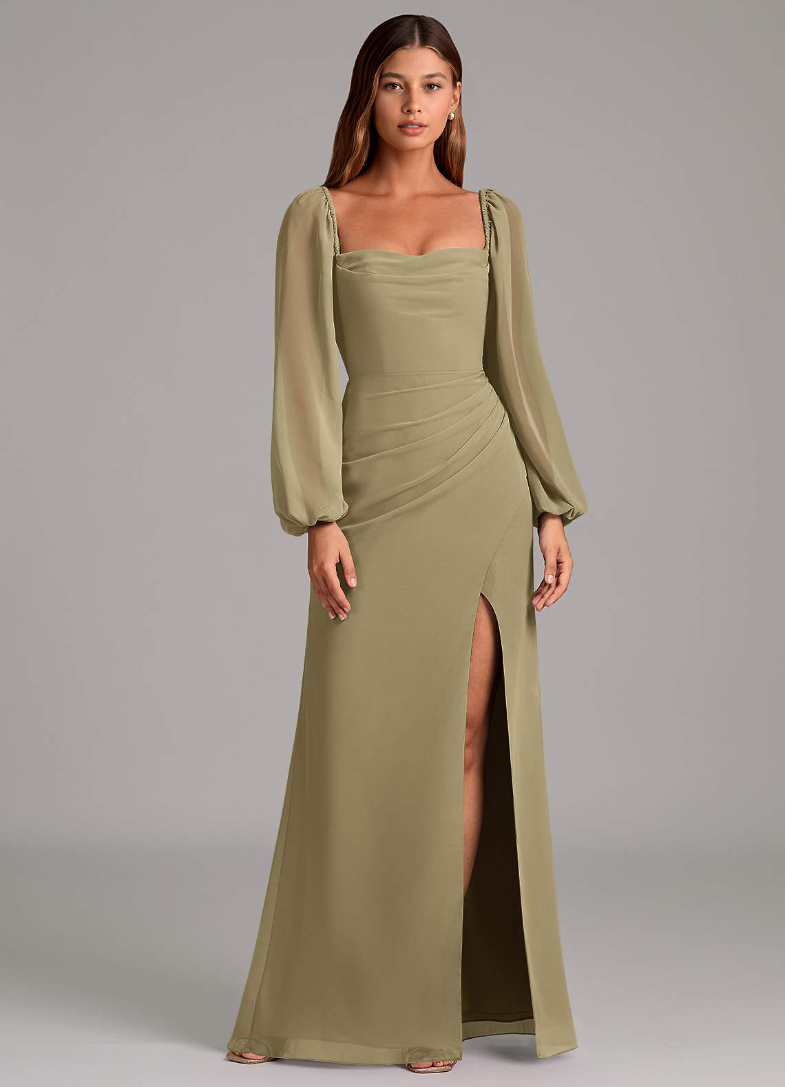 Brixley Mermaid Sweetheart Chiffon Bridesmaid Dress in Moss Green