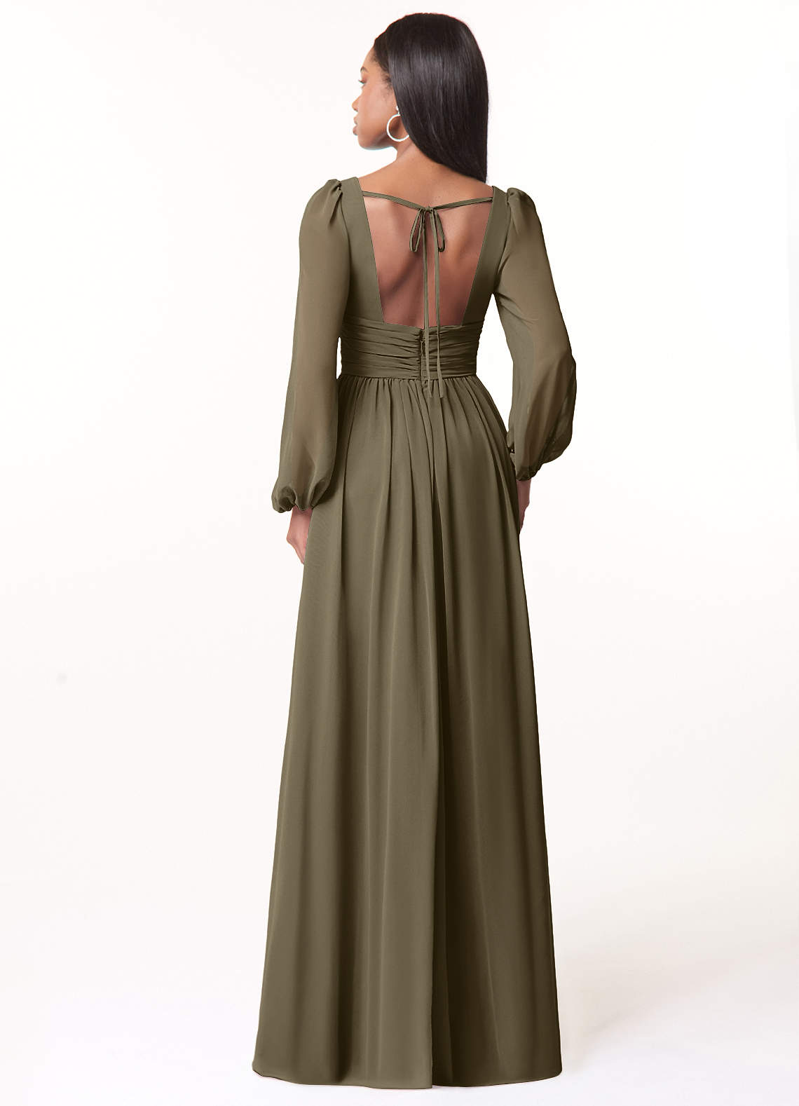 Norah A-Line V-Neck Chiffon Bridesmaid Dress in Willow Green