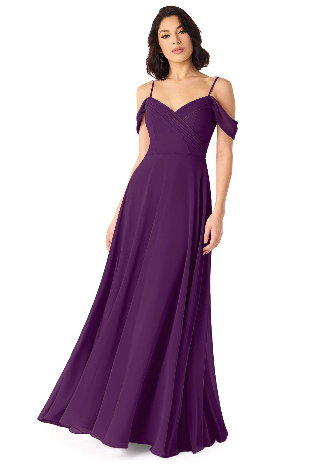 Tancie A-Line Off-the-Shoulder Chiffon Bridesmaid Dress in Grape