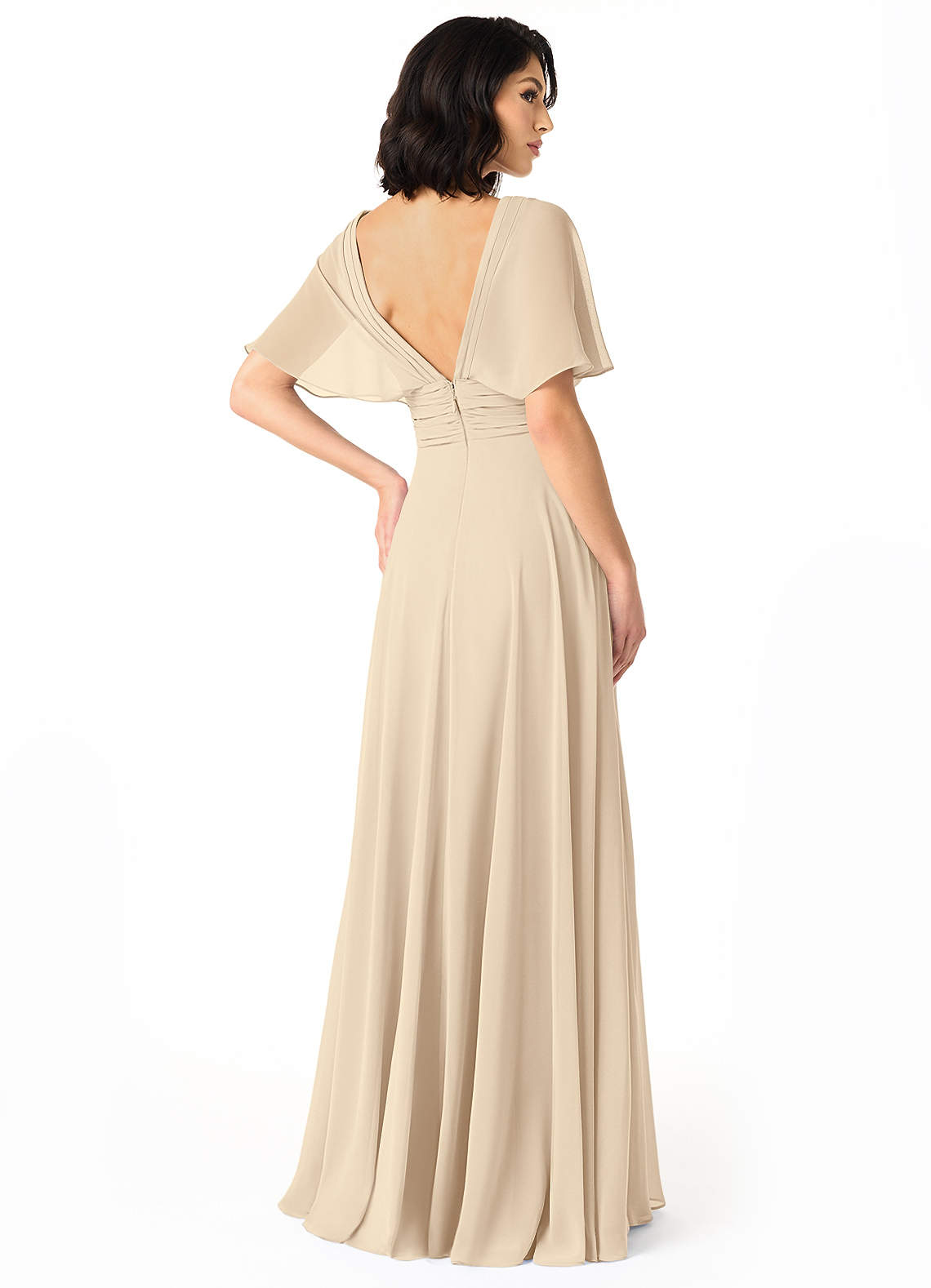 Pamela A-Line V-Neck Chiffon Bridesmaid Dress in Champagne