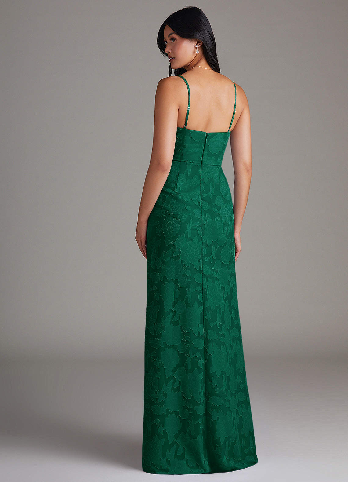 Maci Sheath V-Neck Floral Burnout Bridesmaid Dress in Emerald
