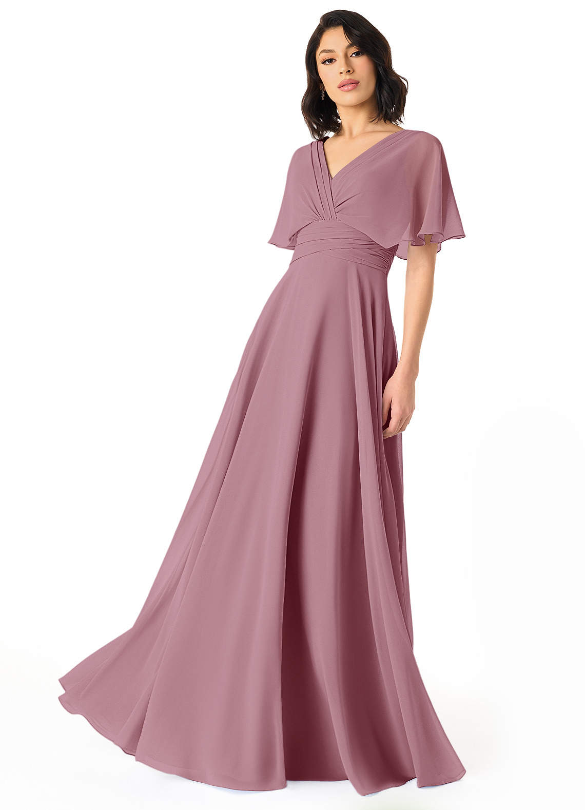 Pamela A-Line V-Neck Chiffon Bridesmaid Dress in Vintage Mauve