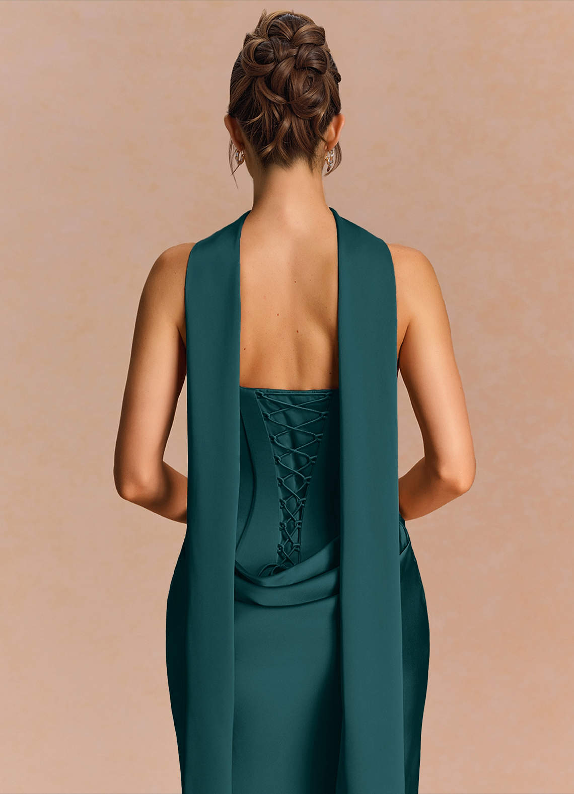 Euphemia Mermaid Strapless Stretch Satin Evening Dress in Forest Green