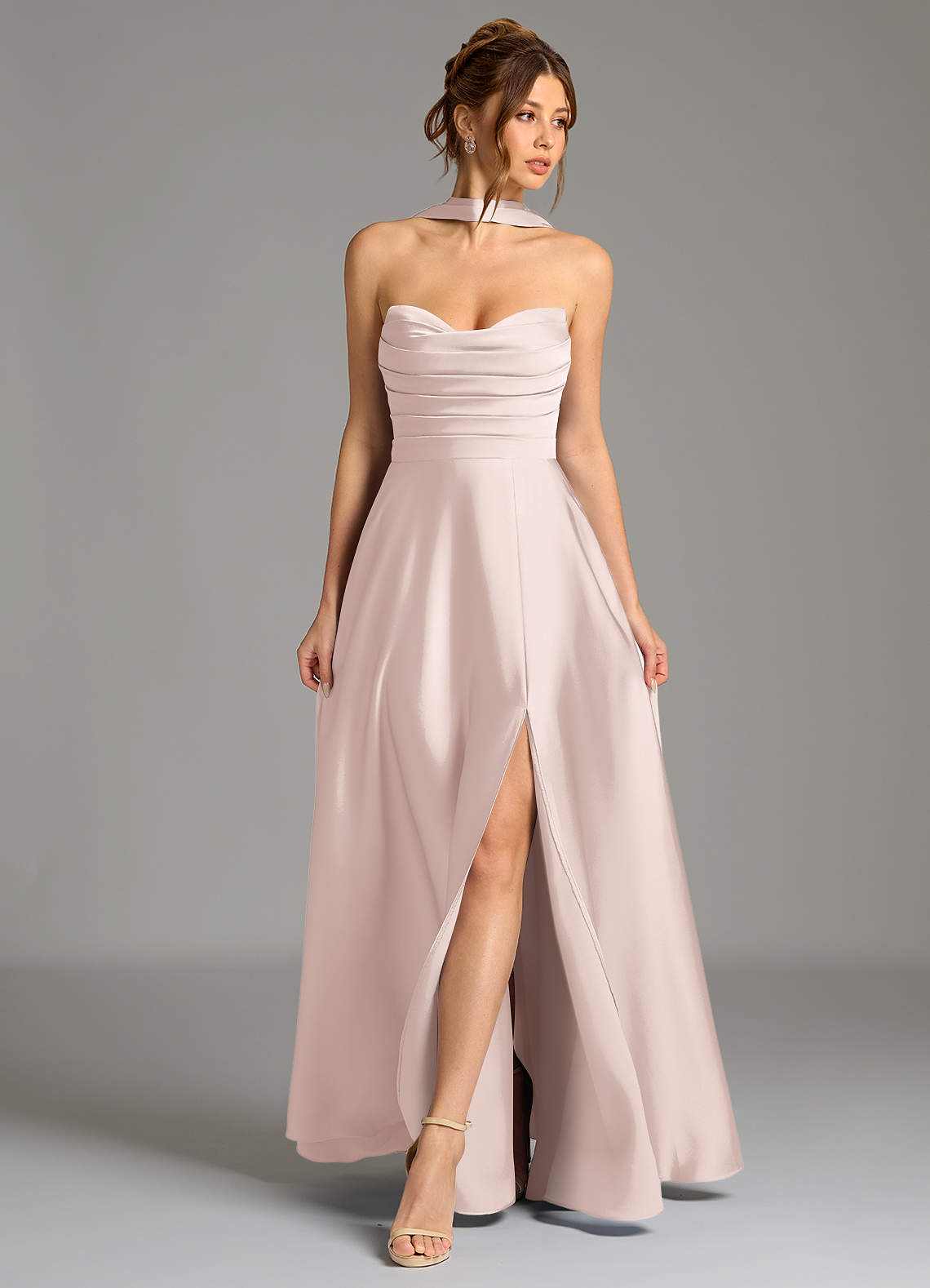 Ayla A-Line Sweetheart Stretch Satin Bridesmaid Dress in Blushing Pink