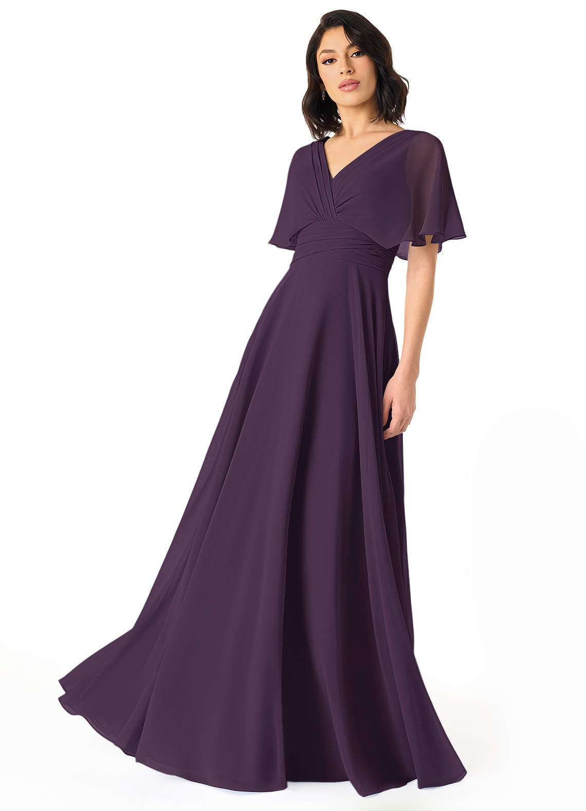 Pamela A-Line V-Neck Chiffon Bridesmaid Dress in Plum