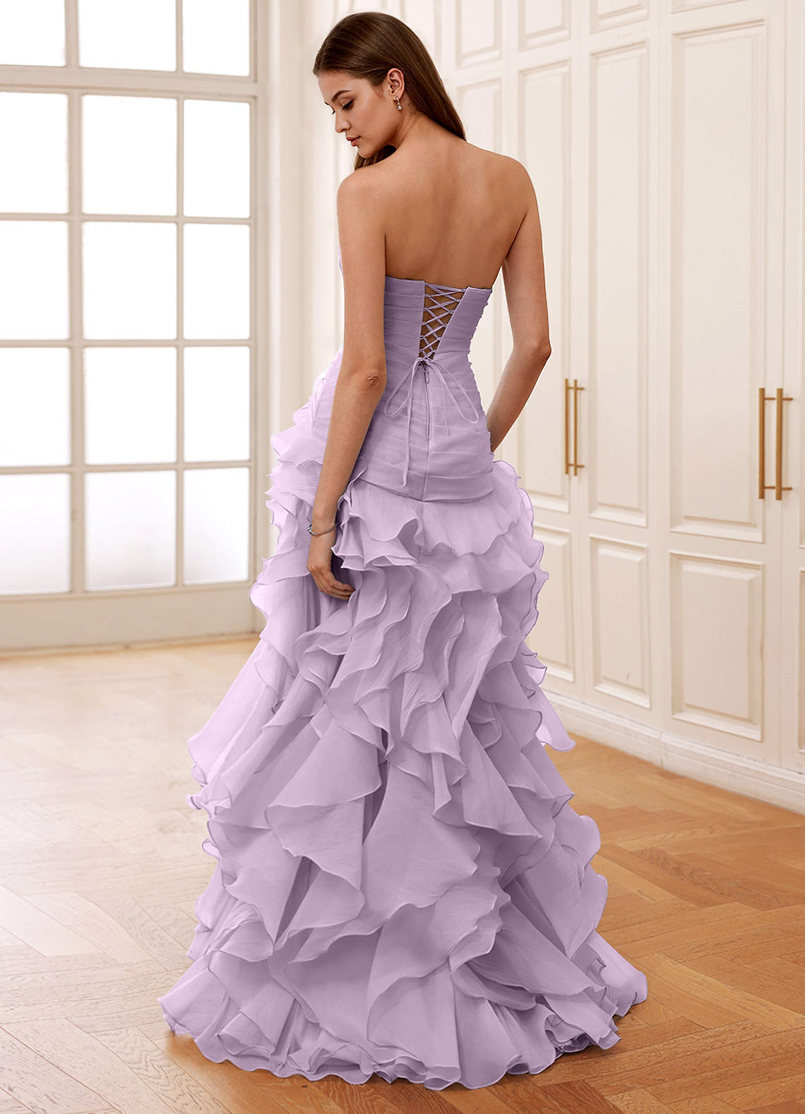 Christabelle Mermaid Sweetheart Chiffon Evening Dress in Lilac