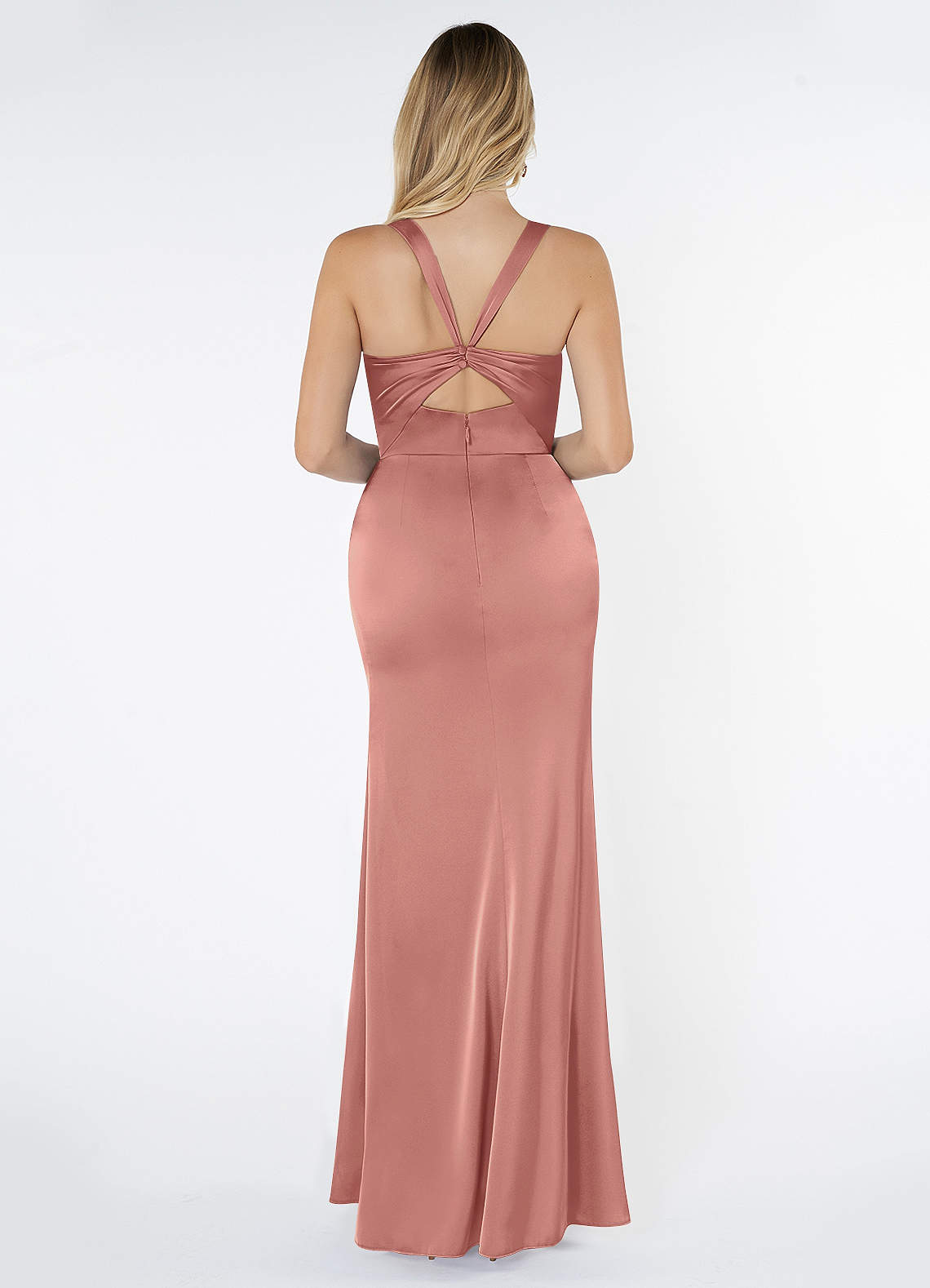 Mero Mermaid Square-Neck Stretch Satin Bridesmaid Dress in Rosette