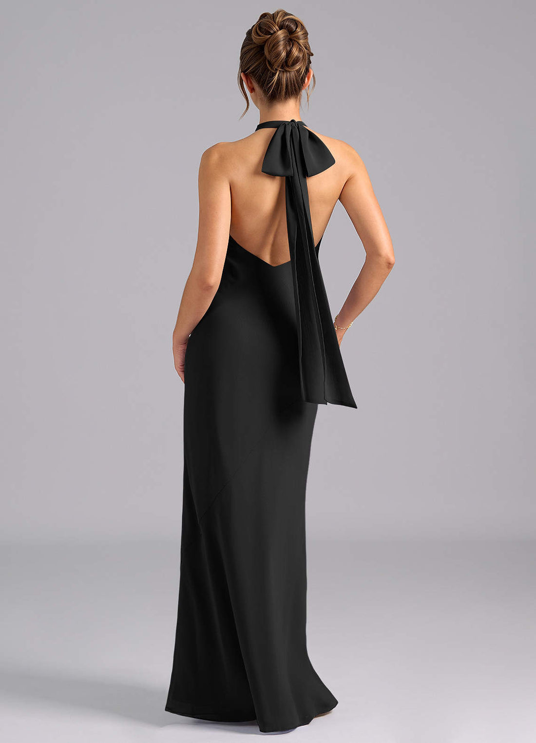 Velli Mermaid Halter Chiffon Bridesmaid Dress in black
