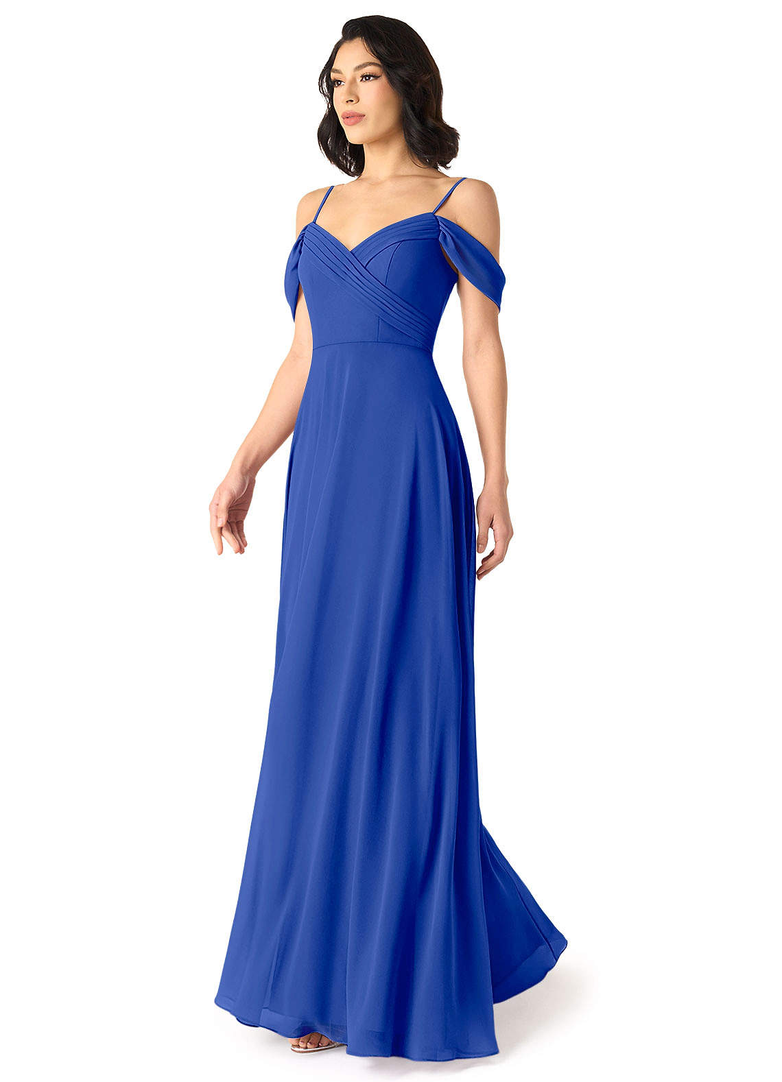 Tancie A-Line Off-the-Shoulder Chiffon Bridesmaid Dress in Royal Blue