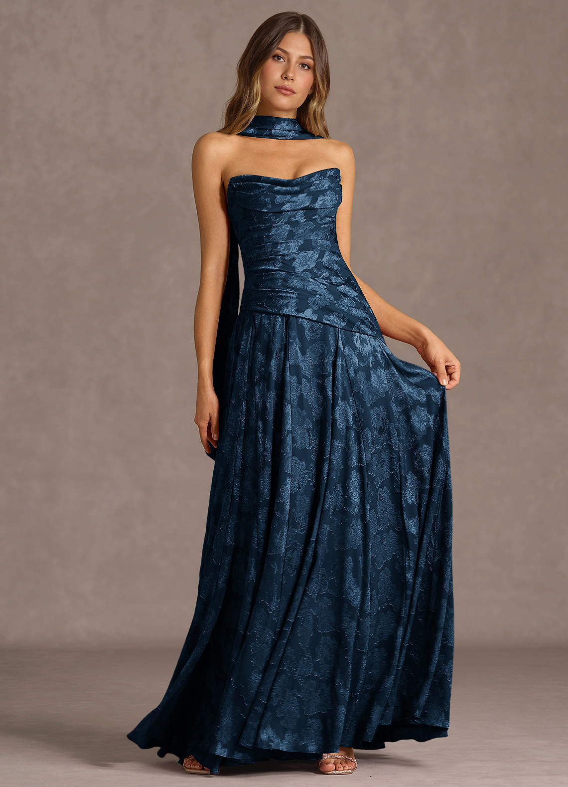Gabriela A-Line Corset Fil Coupé Wedding Guest Dress in Lemon Sorbet