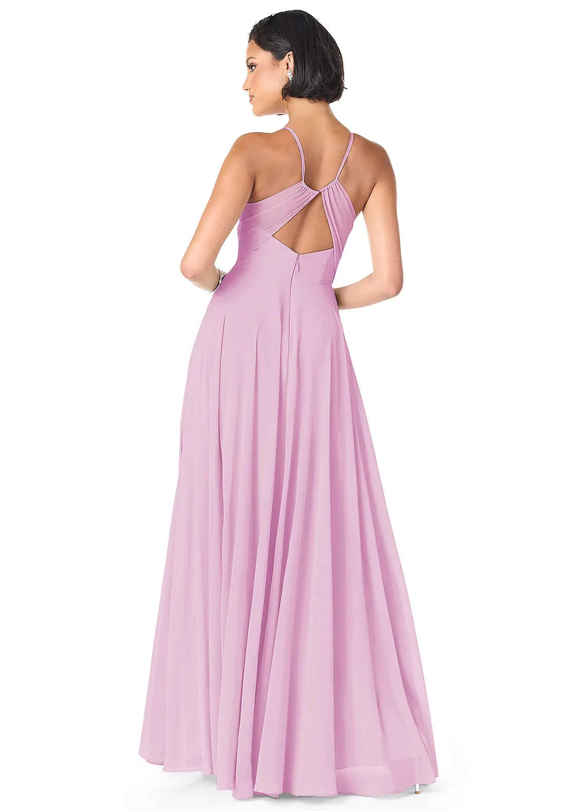 Avelina A-Line V-Neck Chiffon Bridesmaid Dress in candy pink