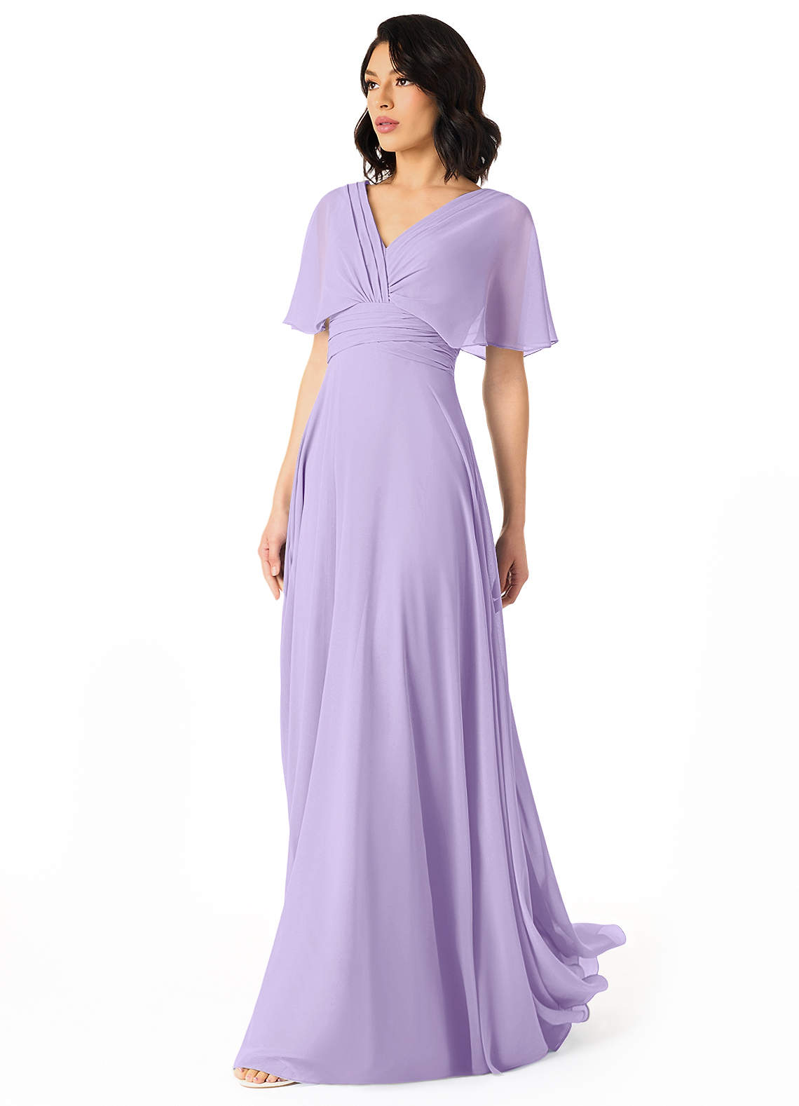Pamela A-Line V-Neck Chiffon Bridesmaid Dress in Lilac