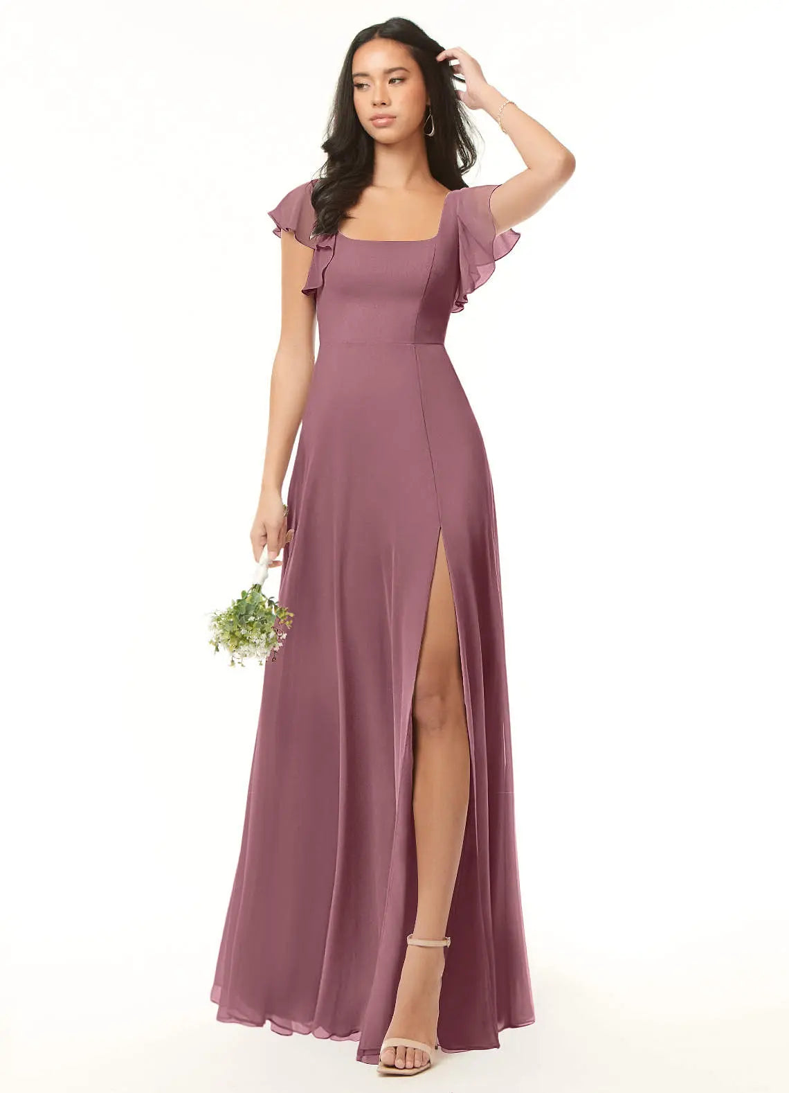 Bondi A-Line Square-Neck Chiffon Bridesmaid Dress in Amethyst