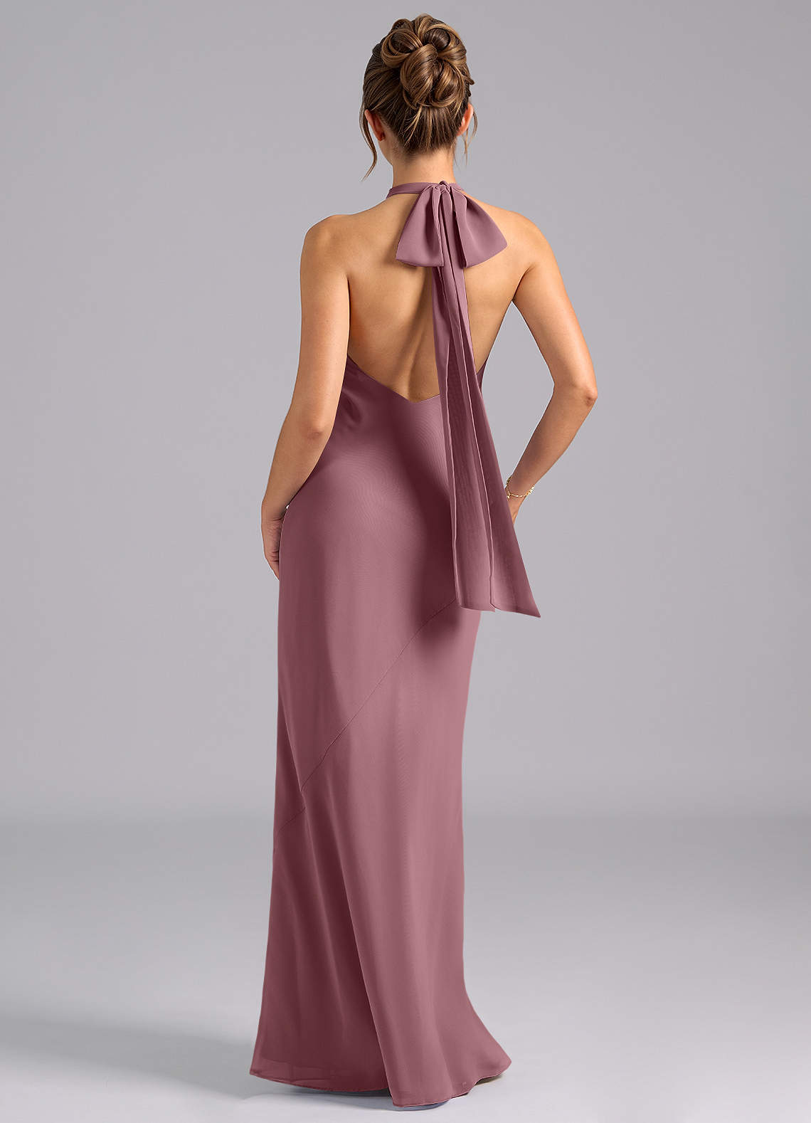 Velli Mermaid Halter Chiffon Bridesmaid Dress in Amethyst