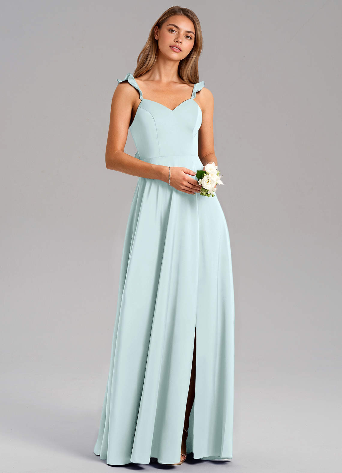 Everett A-Line V-Neck Chiffon Bridesmaid Dress in Sea Glass