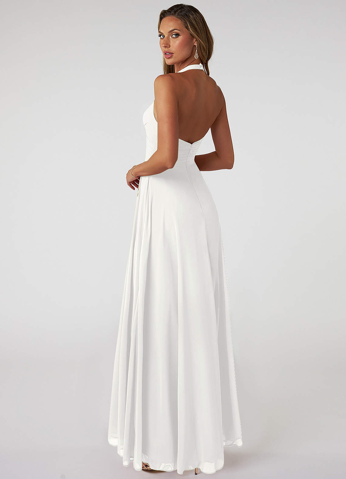Tessie A-Line V-Neck Chiffon Bridesmaid Dress in white