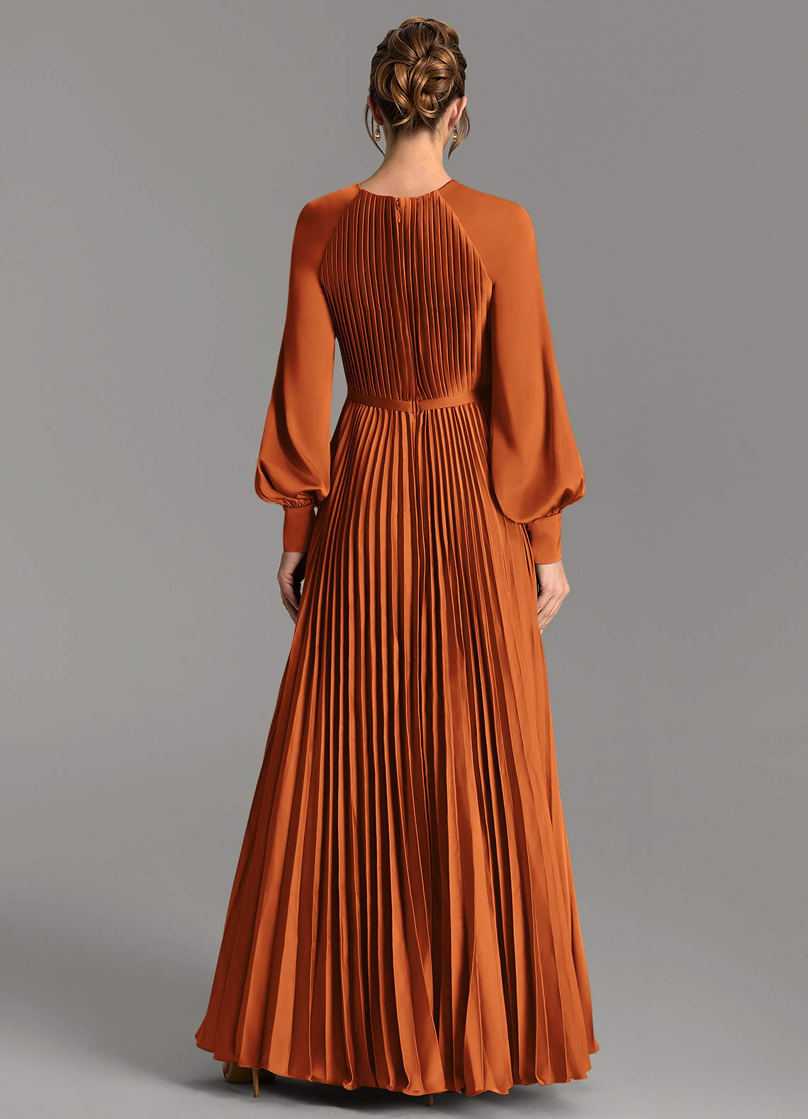 Grayson A-Line Scoop-Neck Stretch Satin Bridesmaid Dress in Cinnamon
