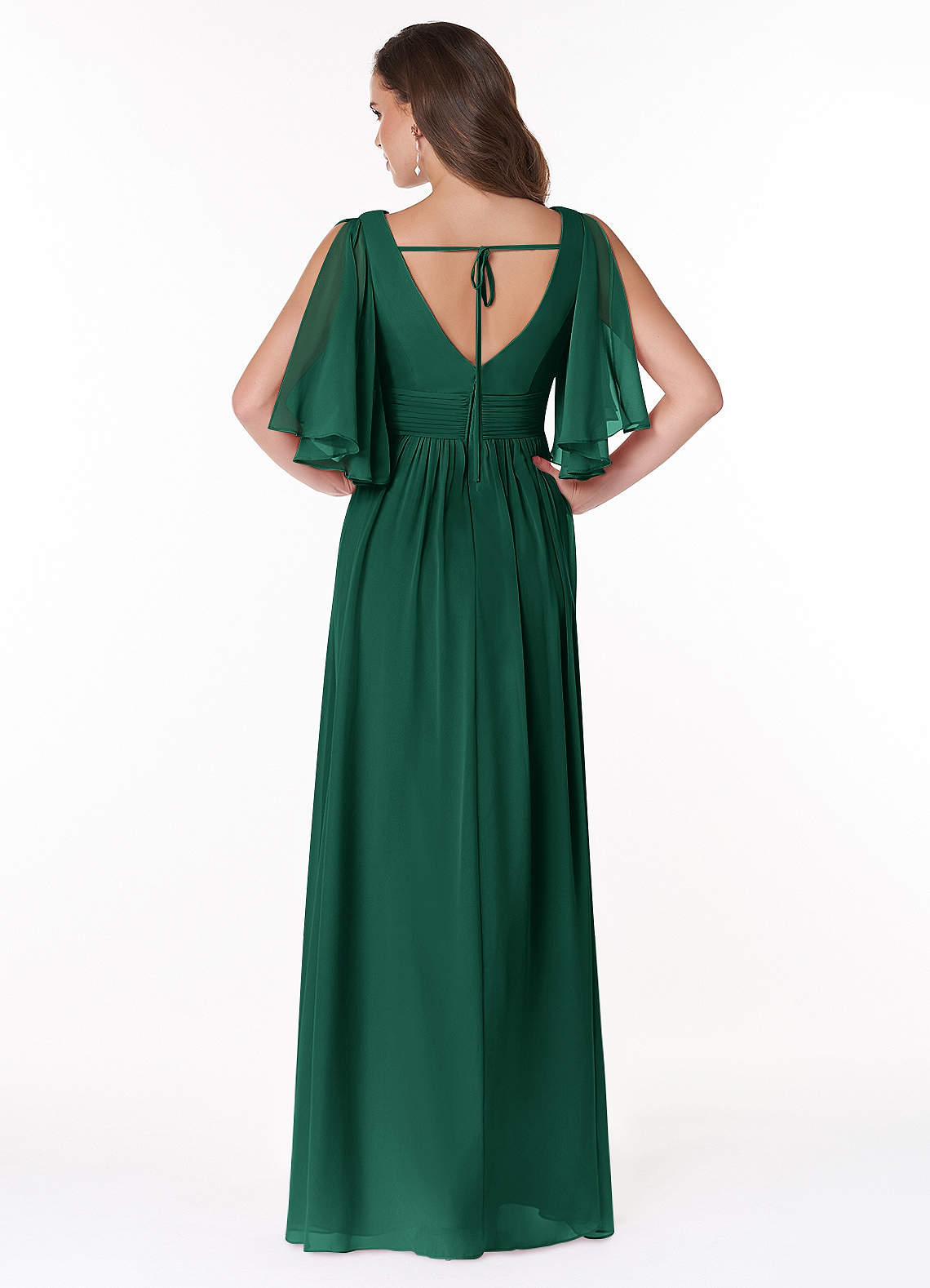 Temeka A-Line V-Neck Chiffon Bridesmaid Dress in Emerald
