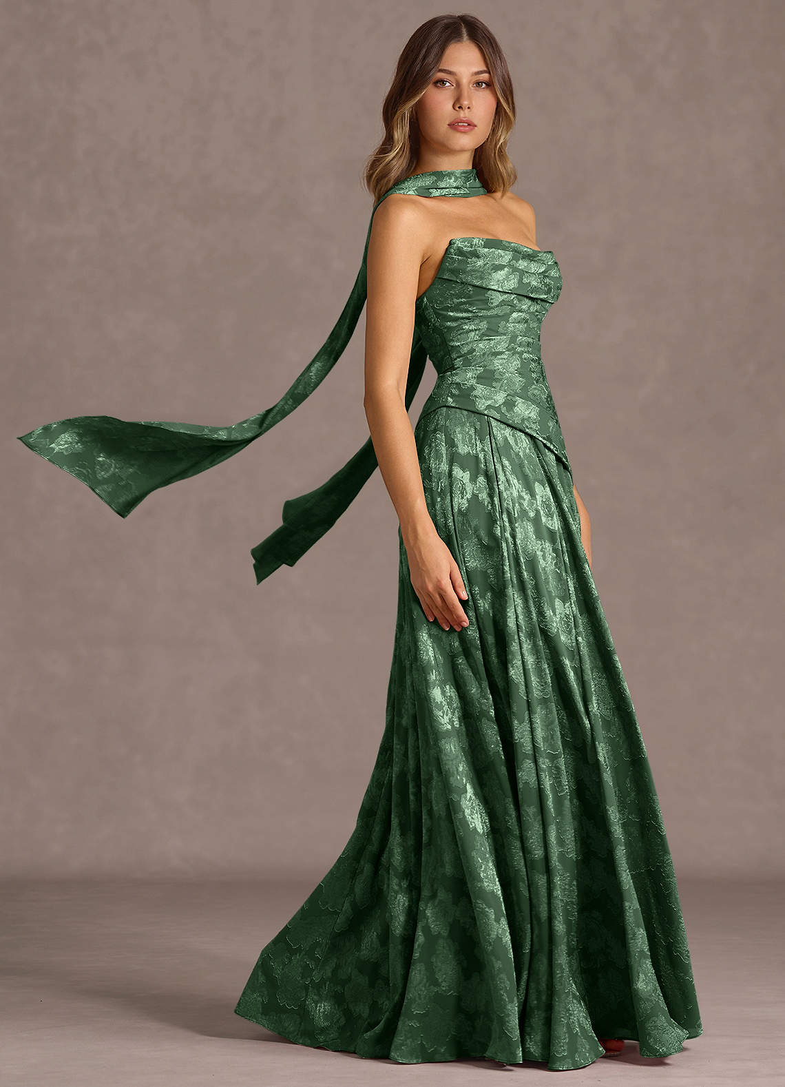 Gabriela A-Line Corset Fil Coupé Wedding Guest Dress in Eucalyptus