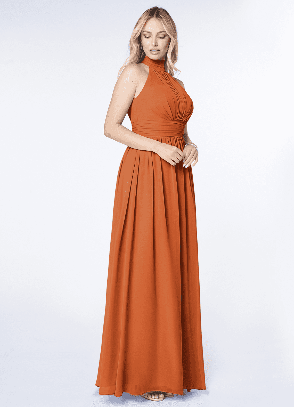 Iman A-Line Halter Chiffon Bridesmaid Dress in Cinnamon