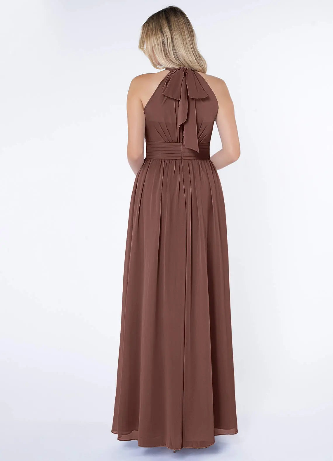 Iman A-Line Halter Chiffon Bridesmaid Dress in Espresso