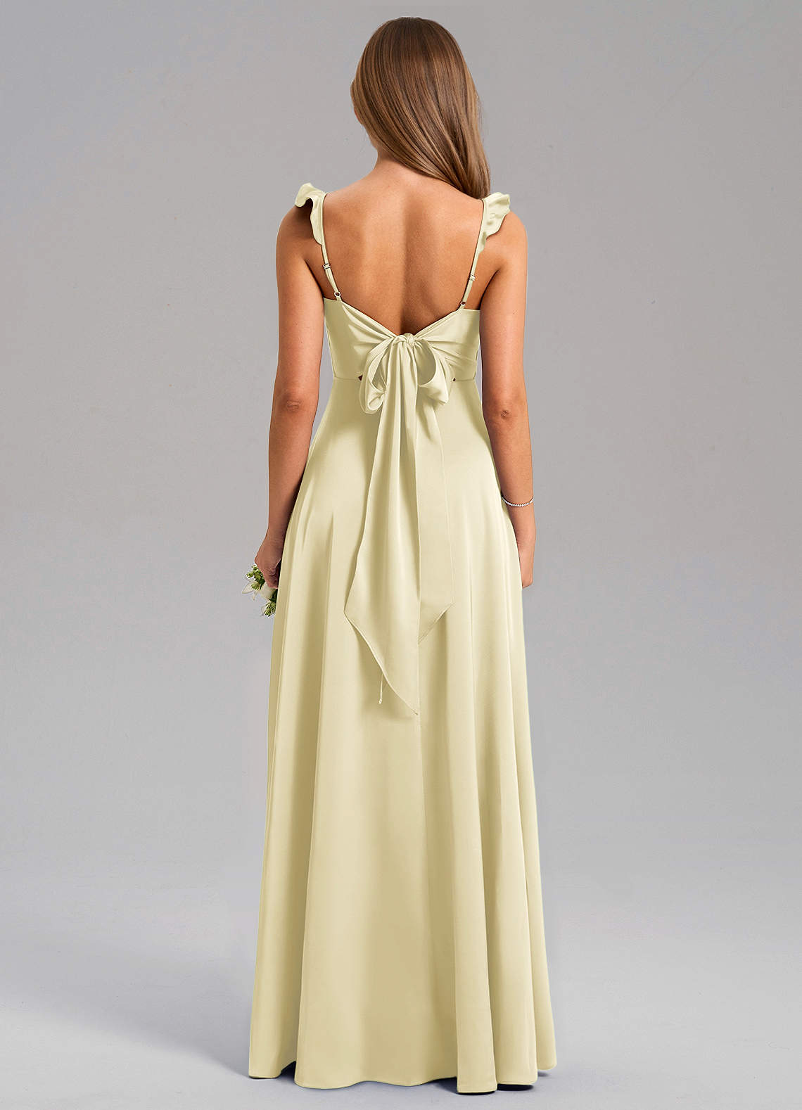 Everett A-Line V-Neck Chiffon Bridesmaid Dress in Lemon Sorbet