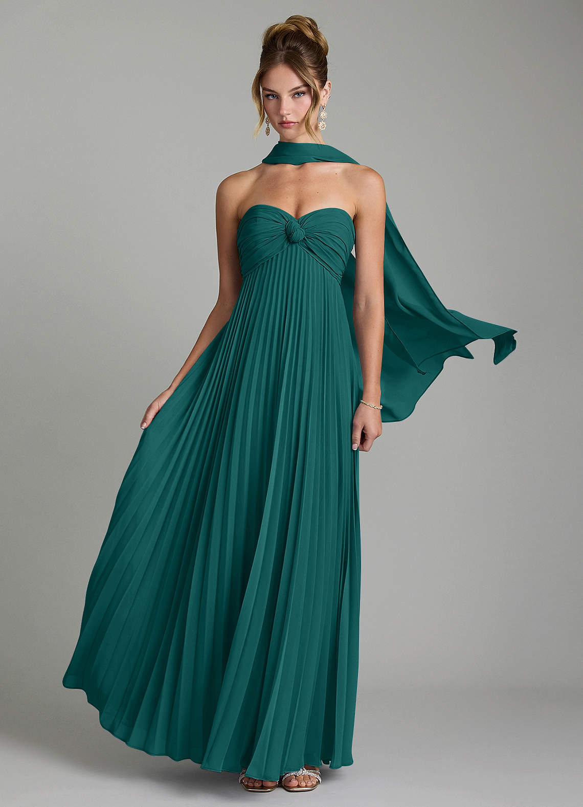 Tempest A-Line Sweetheart Chiffon Bridesmaid Dress in Peacock