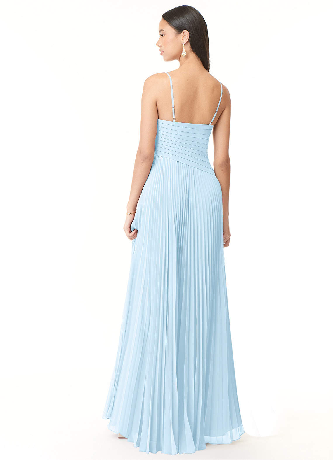 Vini A-Line V-Neck Chiffon Bridesmaid Dress in Sky Blue