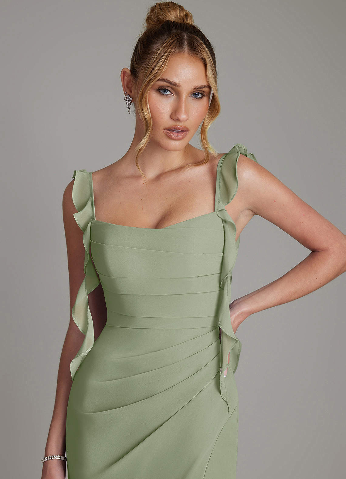 Jessamine Mermaid Sweetheart Chiffon Bridesmaid Dress in Pistachio