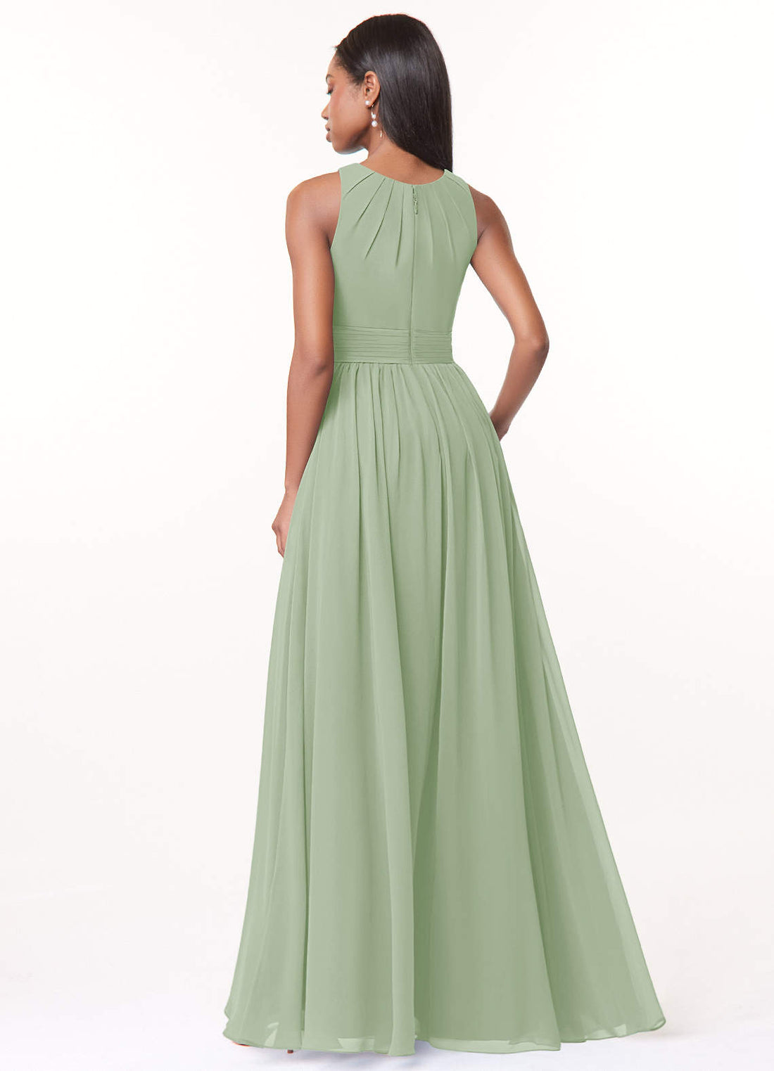 Harper A-Line Scoop-Neck Chiffon Bridesmaid Dress in Dusty Sage