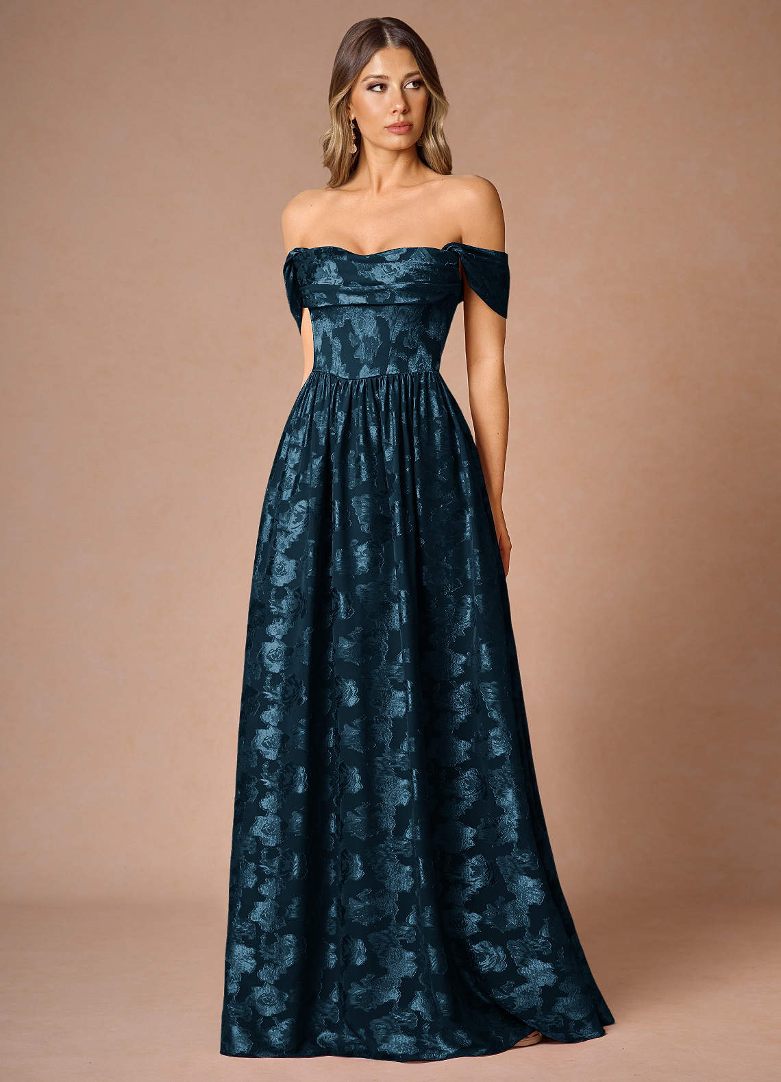 Hazel A-Line Cowl-Neck Fil Coupé Wedding Guest Dress in Lemon Sorbet