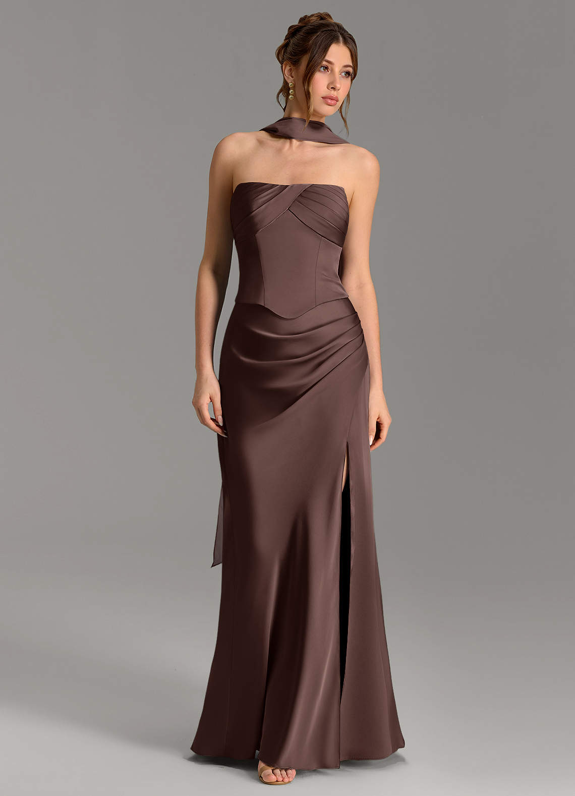 Nicki Sheath Scoop-Neck Stretch Satin Bridesmaid Dress