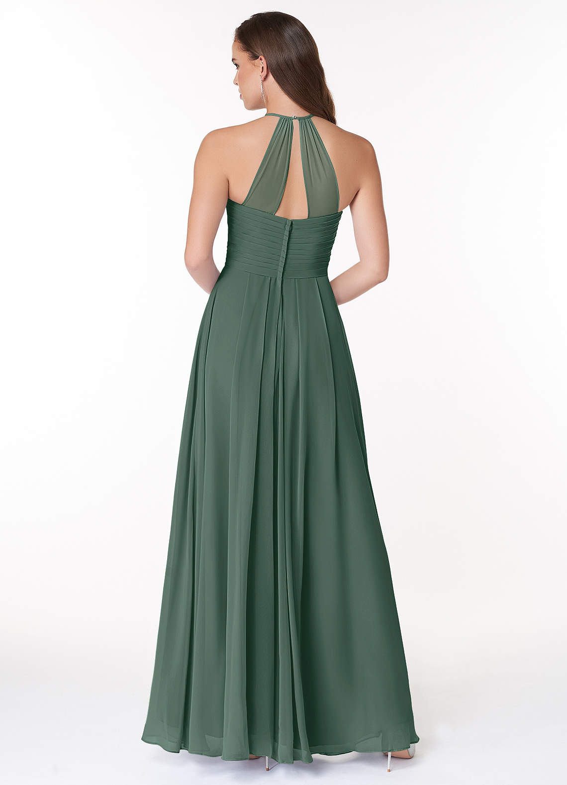 Ginger A-Line Halter Chiffon Bridesmaid Dress in Sea Moss