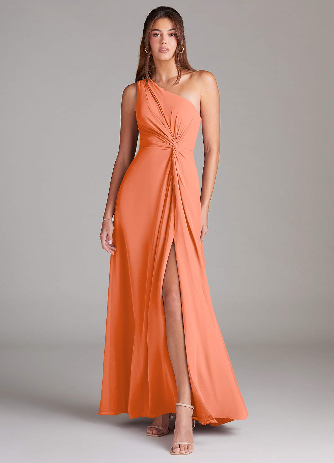Brooke A-Line One-Shoulder Chiffon Bridesmaid Dress in Sunset