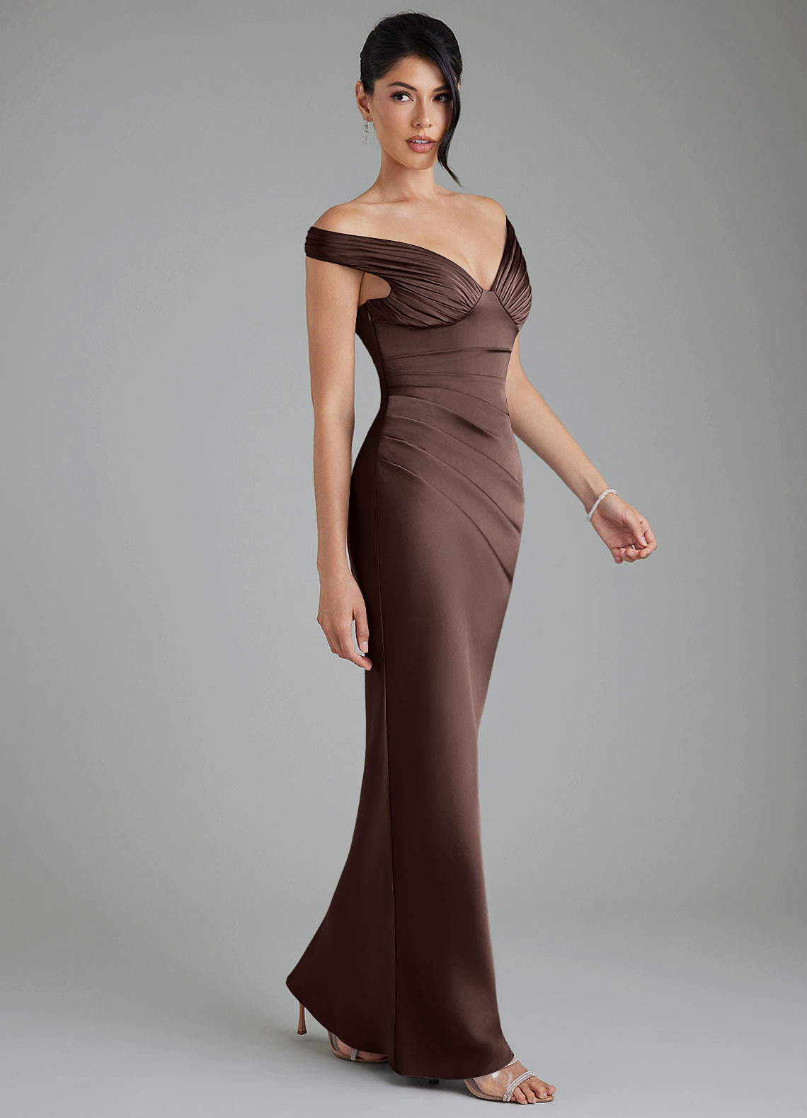 Stella Sheath V-Neck Stretch Satin Bridesmaid Dress