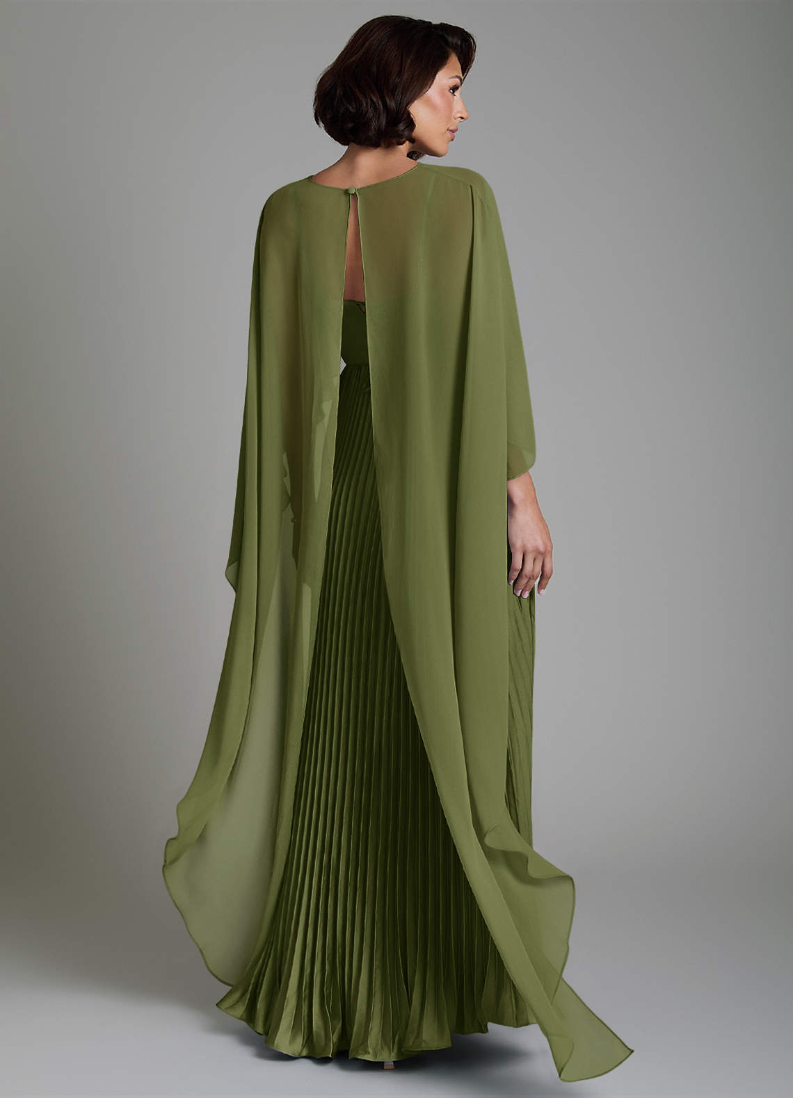 Micah A-Line Sweetheart Stretch Satin and Chiffon Bridesmaid Dress in Olive