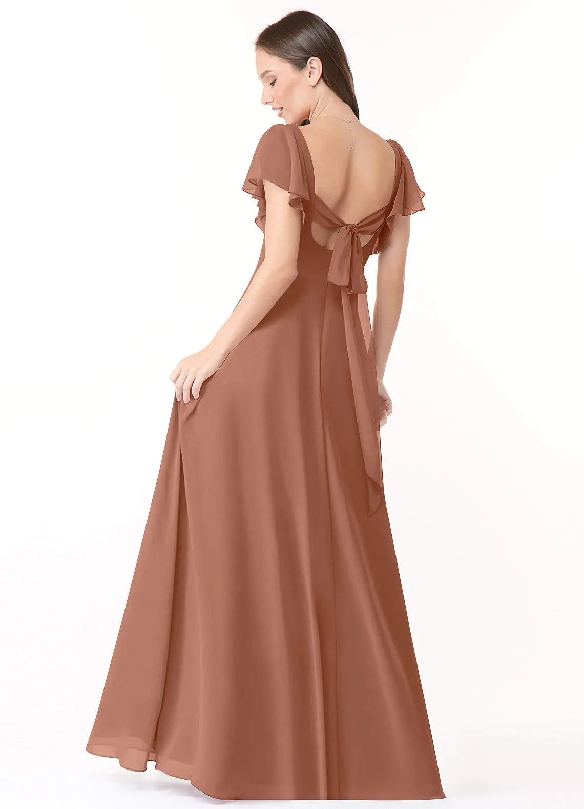 Syenna A-Line V-Neck Chiffon Bridesmaid Dress in Bronzer