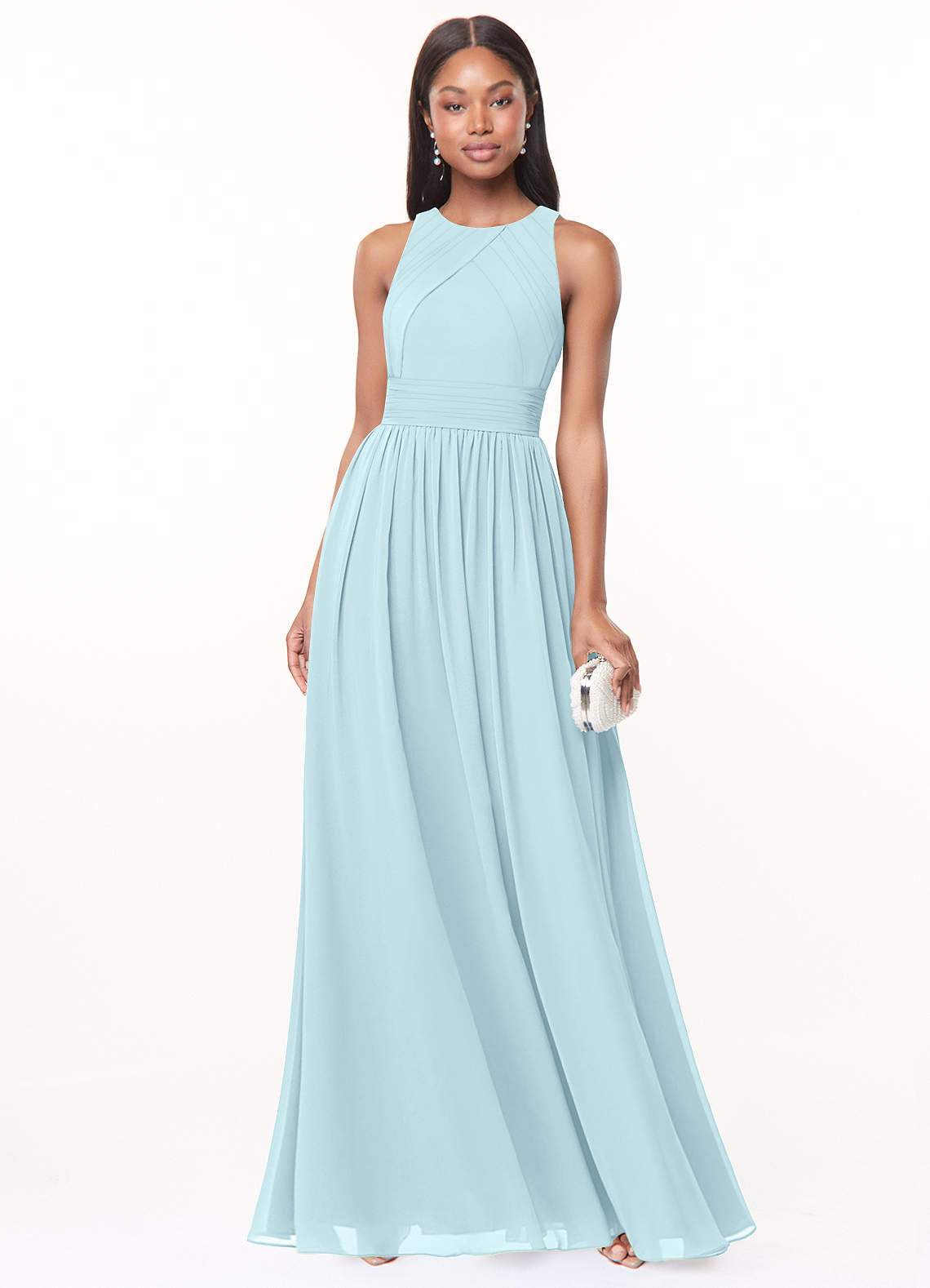 Harper A-Line Scoop-Neck Chiffon Bridesmaid Dress in Cloud Blue