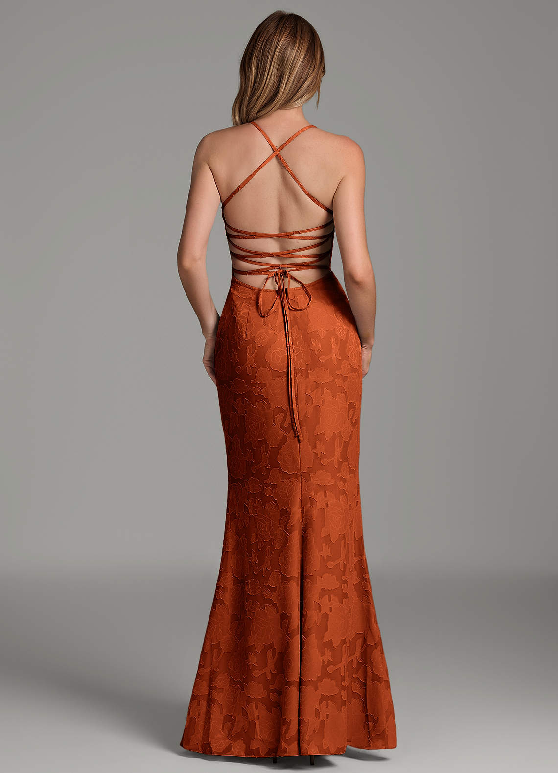 Dara Mermaid Sweetheart Floral Burnout Bridesmaid Dress in Paprika
