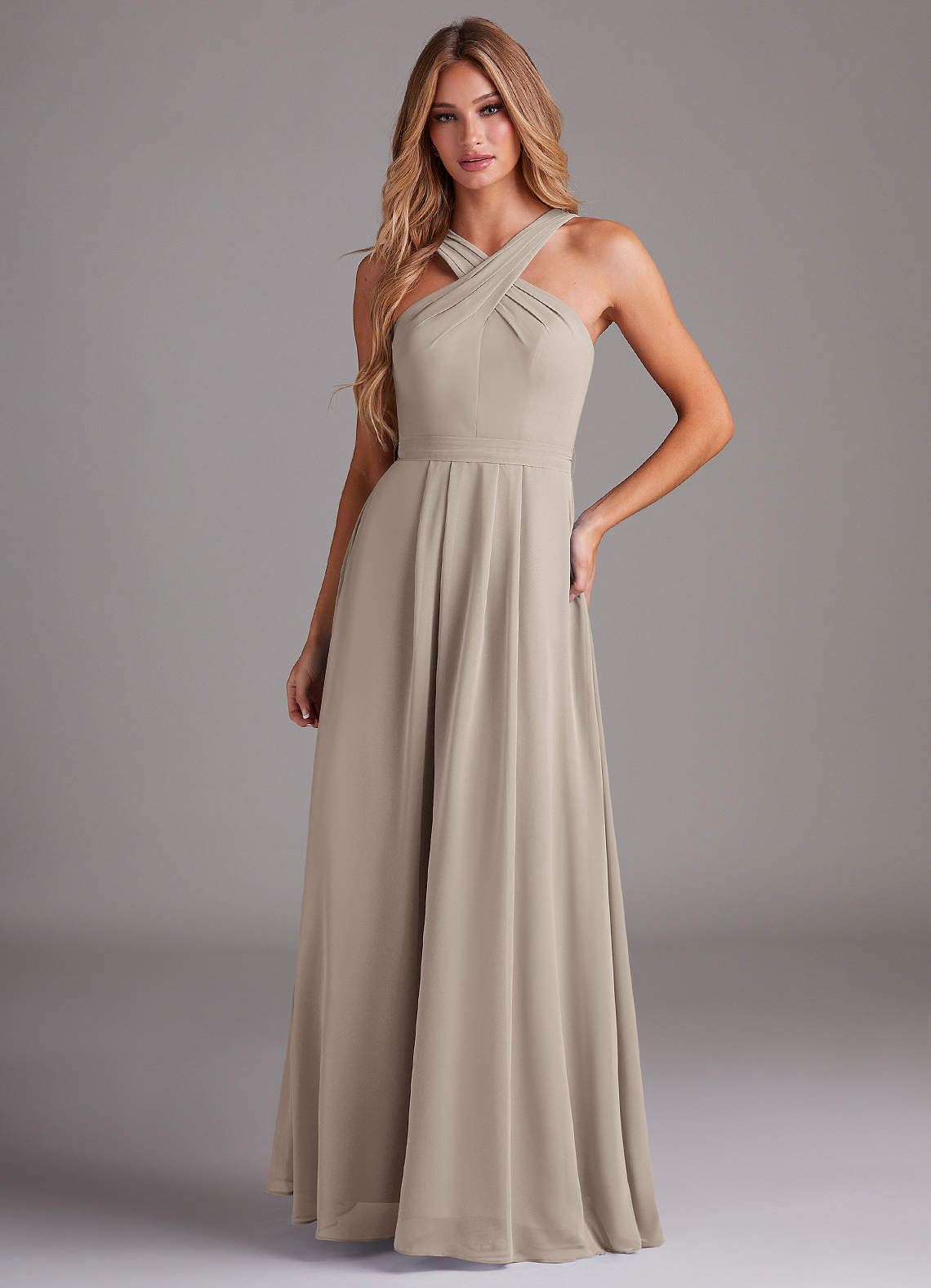 Dixie A-Line Halter Chiffon Bridesmaid Dress in Frost