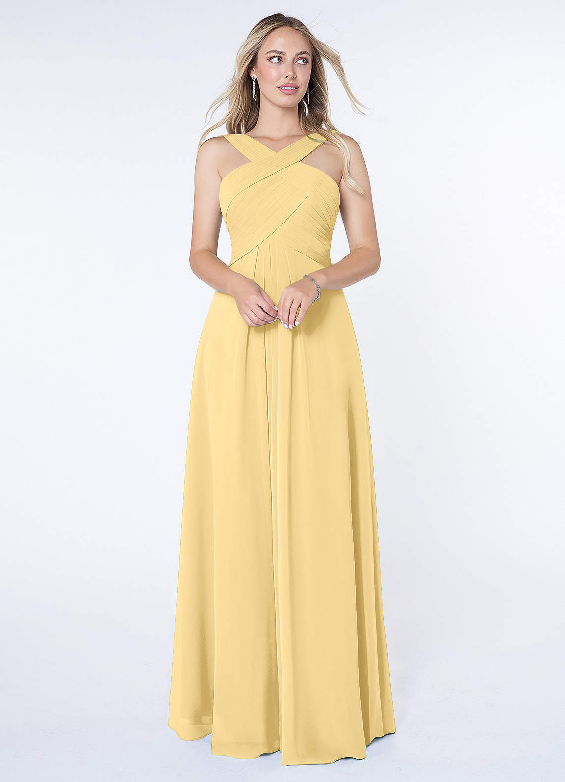 Kaleigh A-Line Halter Chiffon Bridesmaid Dress in Butter
