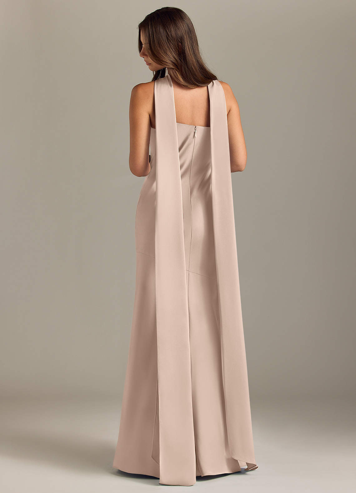 Kinsley Mermaid Halter Stretch Satin Bridesmaid Dress in English Rose