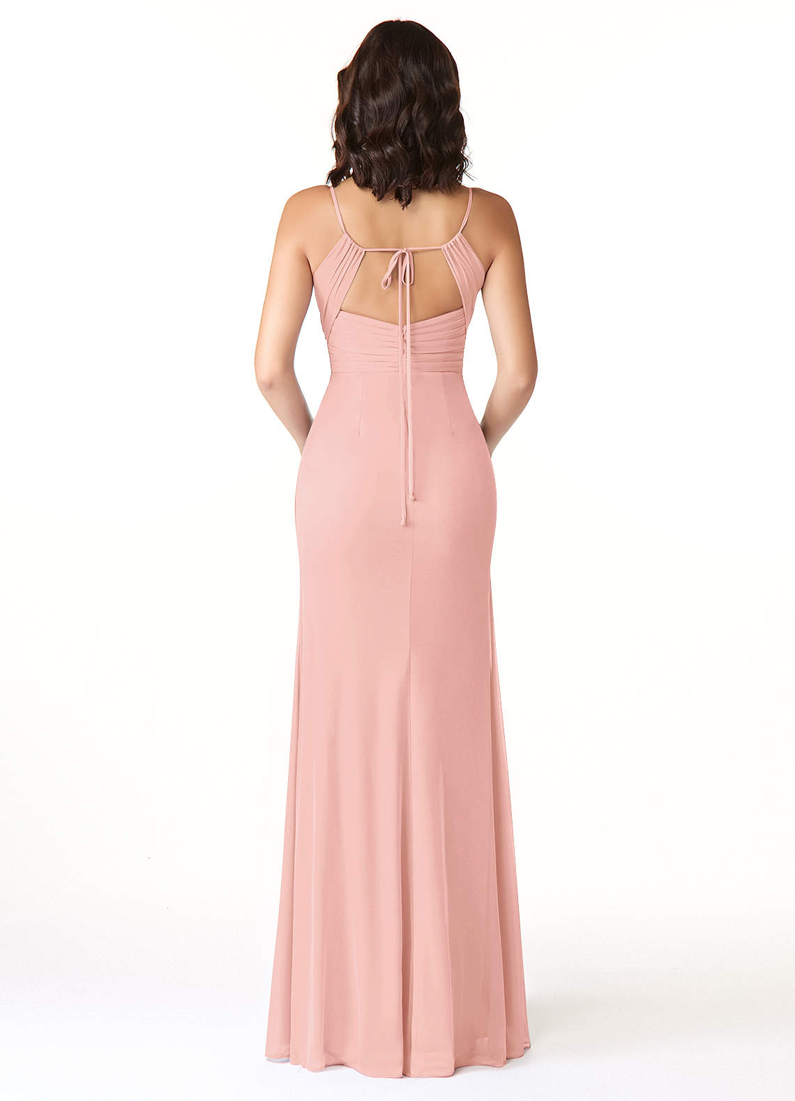 Reneya Mermaid V-Neck Mesh Bridesmaid Dress in Rosette
