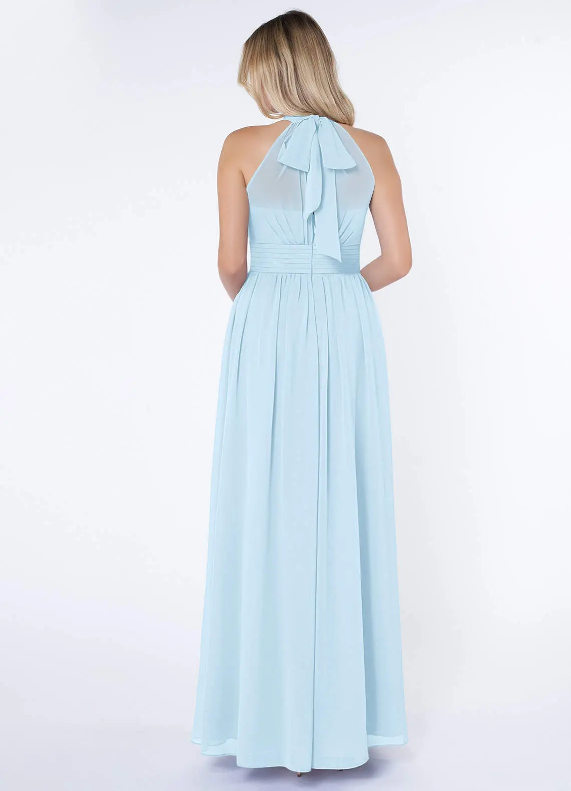Iman A-Line Halter Chiffon Bridesmaid Dress in Sky Blue