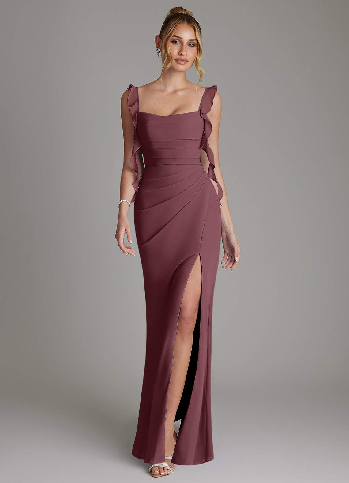 Jessamine Mermaid Sweetheart Chiffon Bridesmaid Dress in Sangria