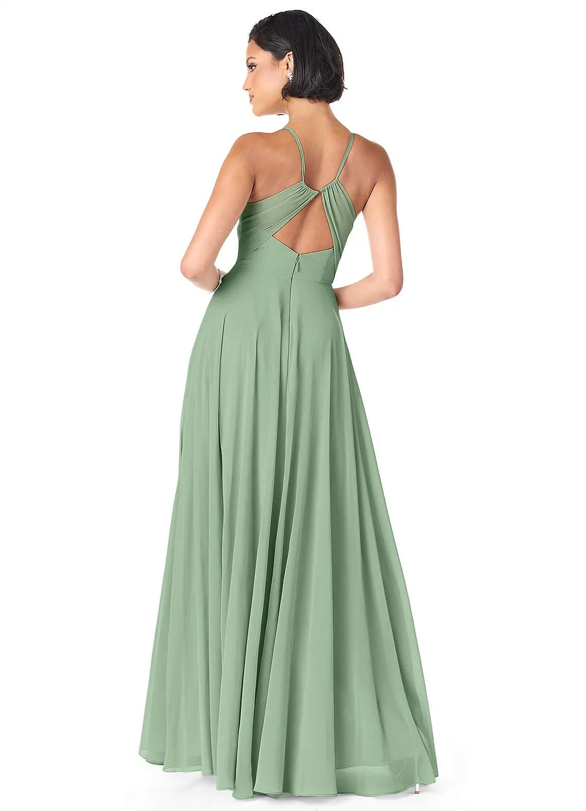 Avelina A-Line V-Neck Chiffon Bridesmaid Dress in Matcha