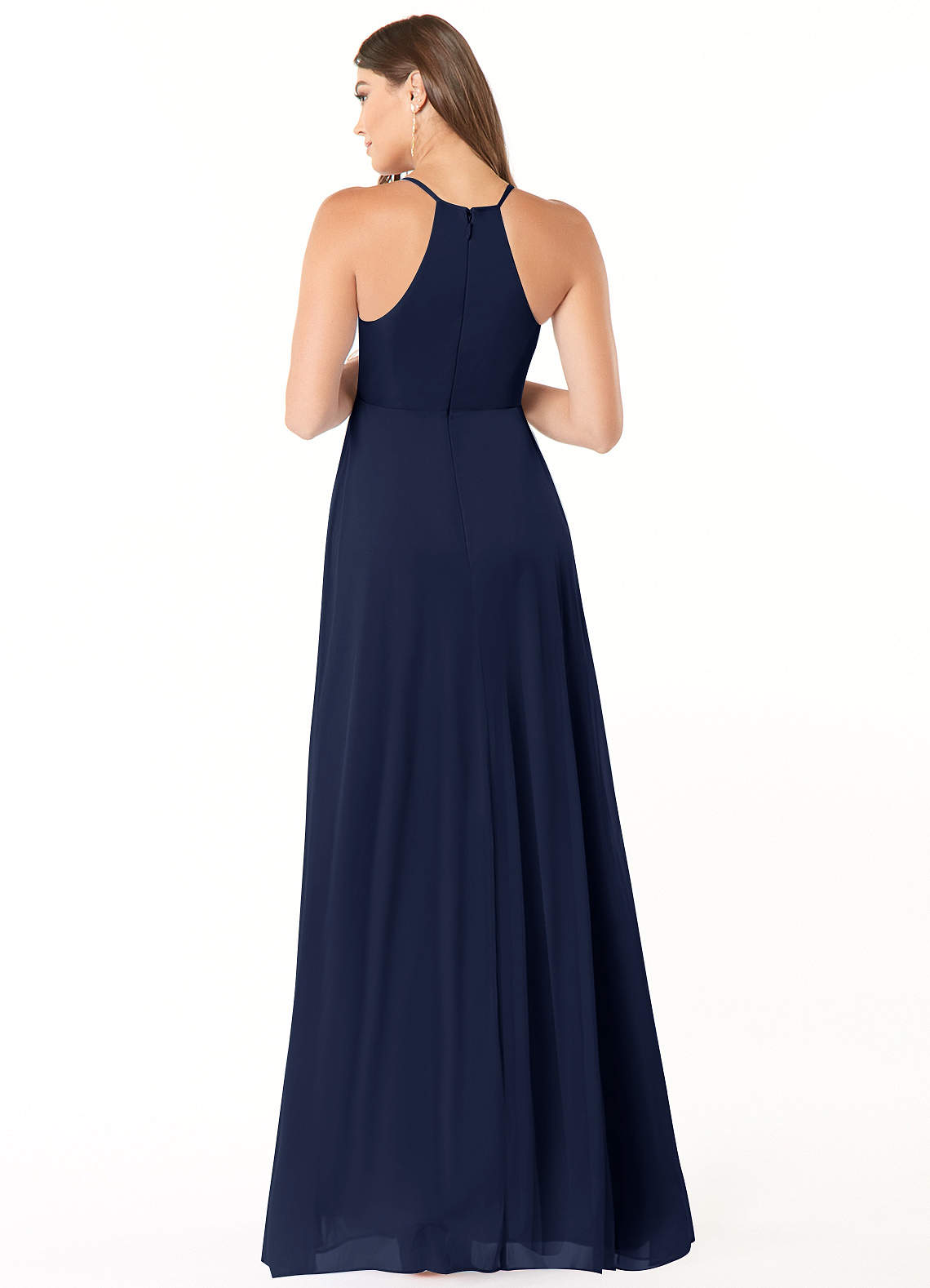 Annabelle A-Line V-Neck Mesh Bridesmaid Dress in Dark Navy