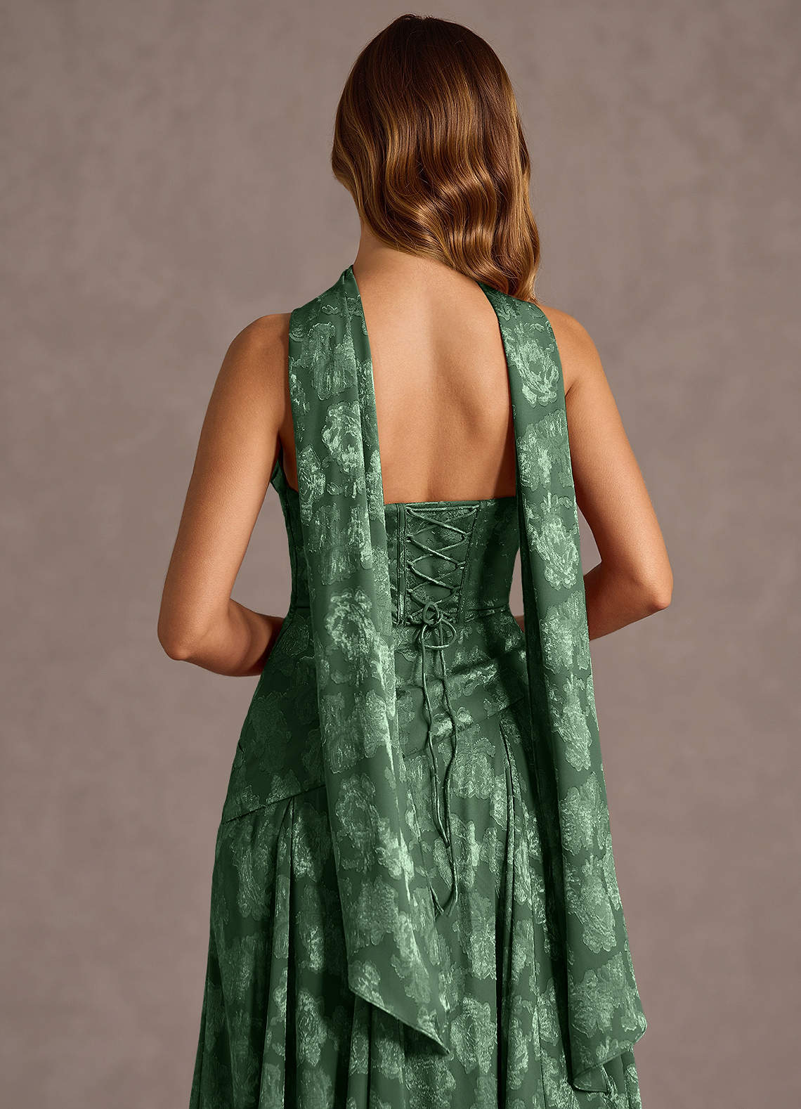 Gabriela A-Line Corset Fil Coupé Wedding Guest Dress in Eucalyptus
