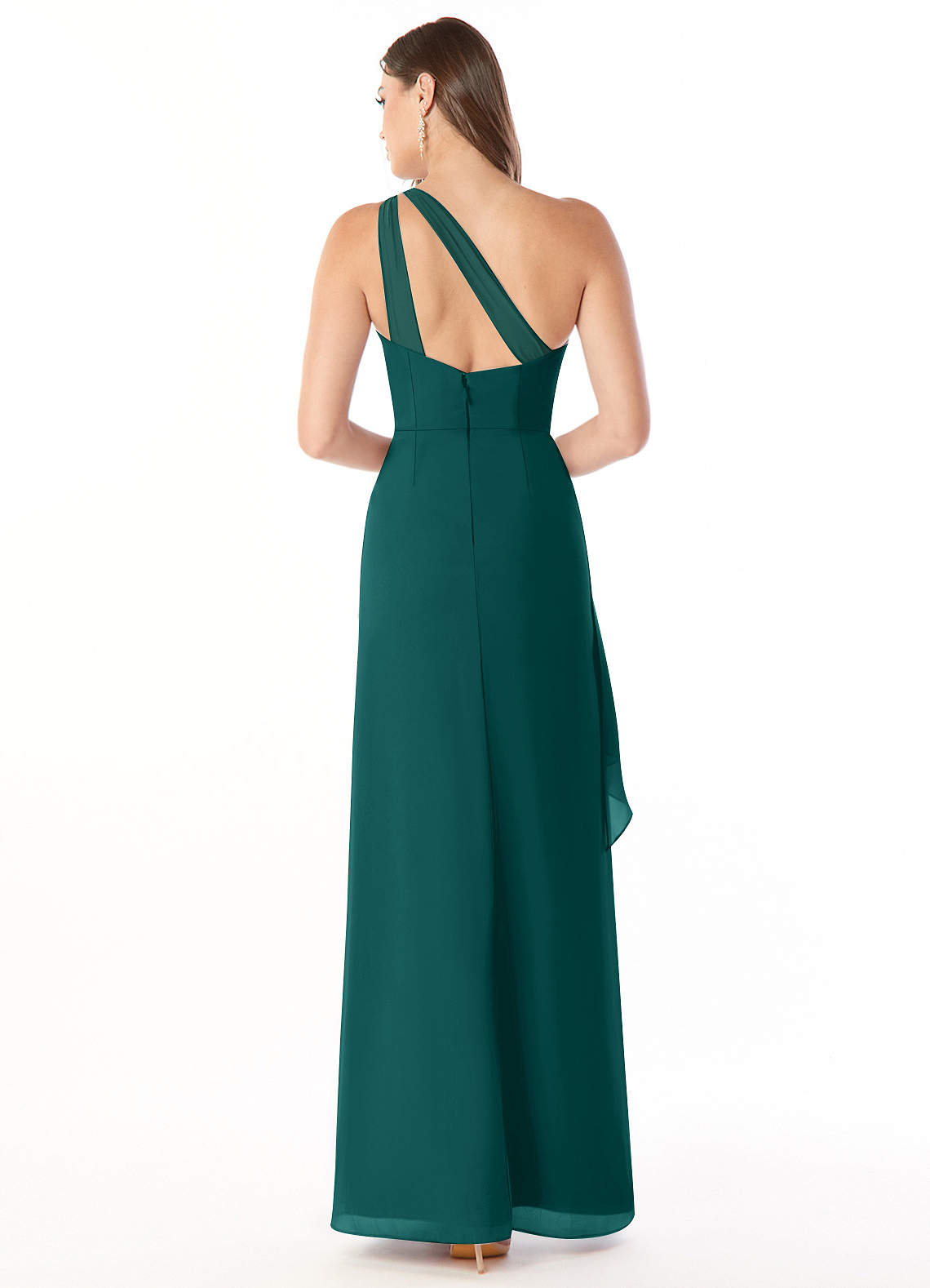 Maive Sheath One-Shoulder Chiffon Bridesmaid Dress in Peacock