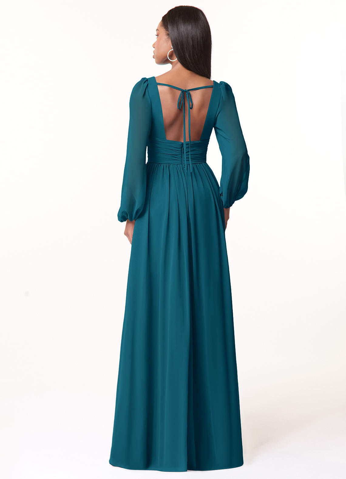 Norah A-Line V-Neck Chiffon Bridesmaid Dress in Ink Blue